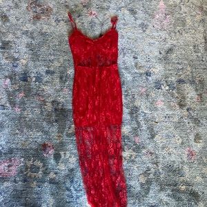 Red lace mini dress